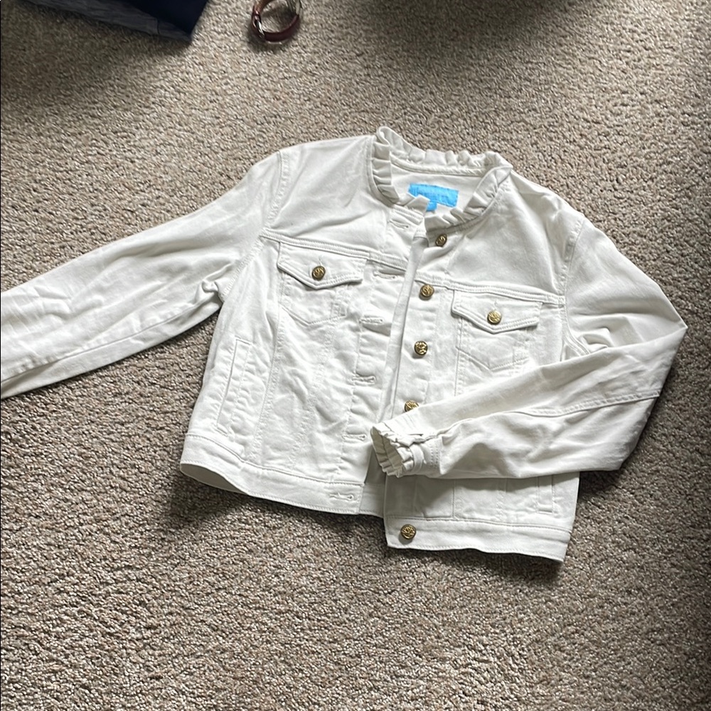 Draper James White Cropped Jean Jacket